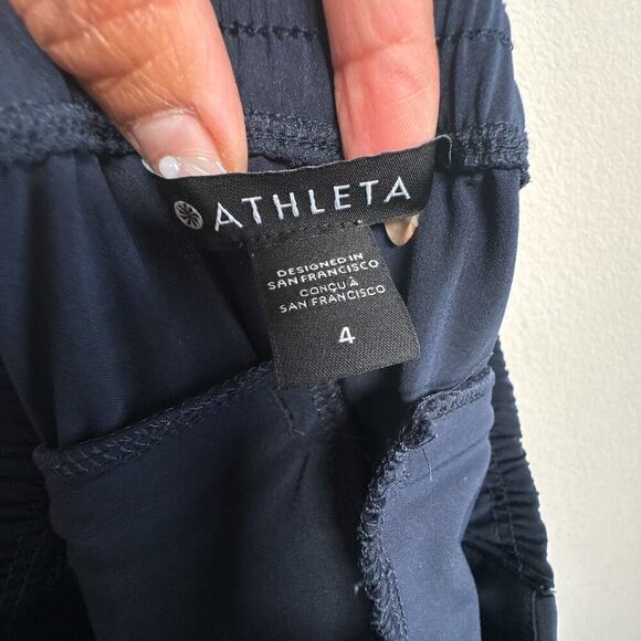 Athleta Brooklyn Ankle Pants Navy Blue Sz 4 Lightweight Stretch - Picture 3 of 13
